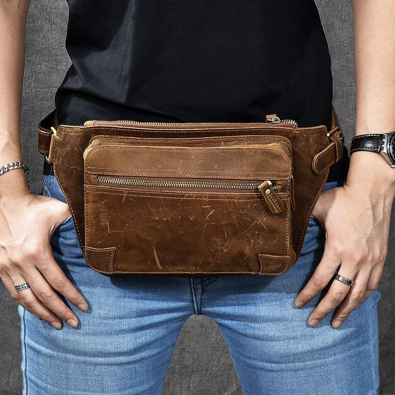 Leather Fanny Pack Classic Waist Bag for Men Custom Belt 