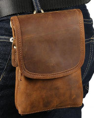 Cool Brown Leather Mens Belt Pouch Mini Shoulder Bag Belt Bags For Men - imessengerbags