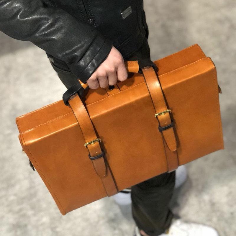 Handmade Leather Mens Cool Business Bag Messenger Bag Briefcase