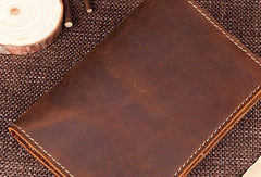 Handmade Genuine Leather Slim Wallet Bifold Long Wallet Passport Purse Bag For Mens - imessengerbags