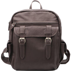 Coffee Cool Leather Mens School Backpack College Backpack 14'' Computer Backpack For Men - imessengerbags