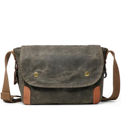 Cool Waxed Canvas Leather Mens Casual Messenger Bag Small Postman Bag Side Bag For Men - imessengerbags