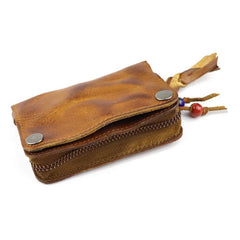 Vintage Leather Men's billfold Small Wallet Brown Key Wallet Card Wallet For Men - imessengerbags