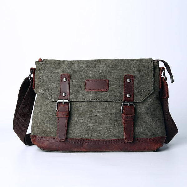 Casual Canvas Mens Womens Simple 10‘’ Side Bag Green Courier Bag Messenger Bag Backpack for Men - imessengerbags