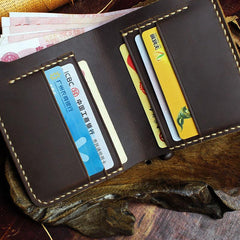 Handmade Leather Mens Cool Slim Leather Wallet Men billfold Wallets Bifold for Men - imessengerbags