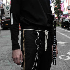 Fashion Men's Womens Double Bead Stainless Steel Pants Chains Biker Wallet Chain For Men - imessengerbags