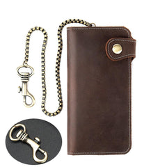 Cool Mens Leather Biker Chain Wallet Chain Wallet Long Biker Wallet for Men - imessengerbags