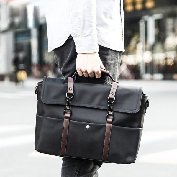 Fashion Nylon Cloth Men's Black Business Briefcase Shoulder Bag Computer Handbag For Men - imessengerbags