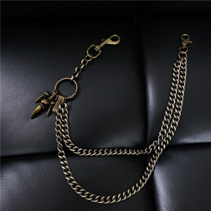 ZJ Badass Stainless Steel Mens Double Layer Pants Chain Long Wallet Chain for Men