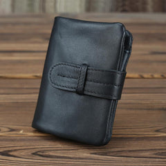 Black Leather Men's Bifold Long Wallet with Coin Pocket Billfold Wallet Card Wallet For Men - imessengerbags