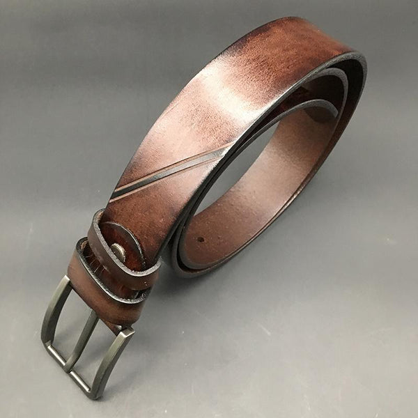 Handmade Cool Dark Brown Mens Leather Belt Black Leather Belt for Men - imessengerbags