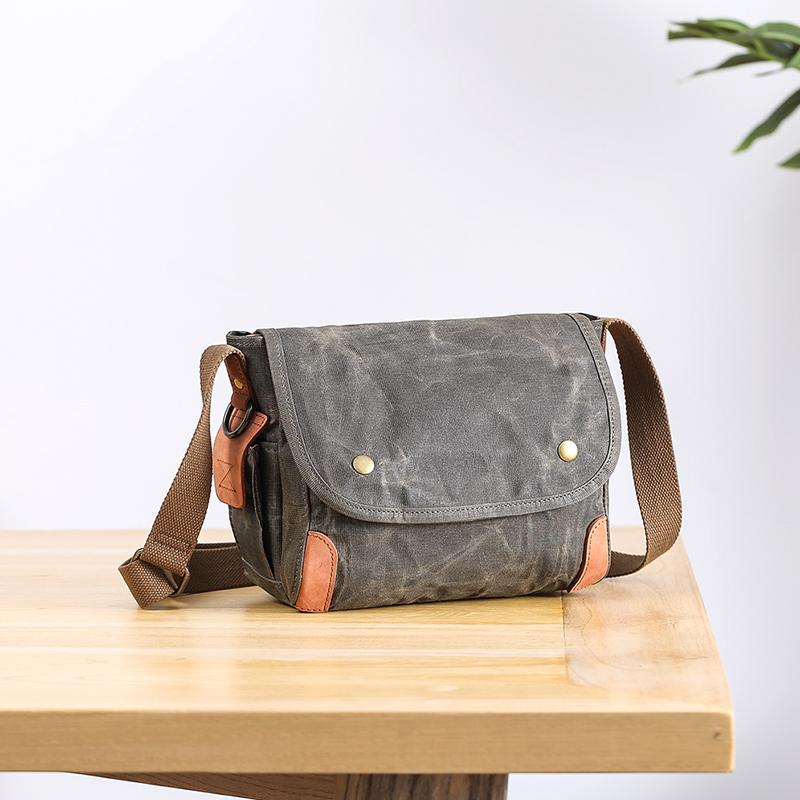 Small Messenger Bag Waxed Canvas Mens