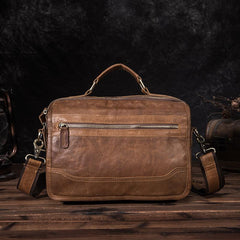 Brown Men's Small Professional Briefcase 10‘’ Laptop Handbag Business Shoulder Bag For Men - imessengerbags