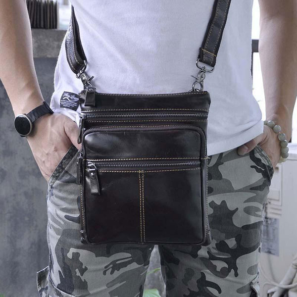 Mens Leather Small Side Bag Messenger Bag Courier bag for Men ...