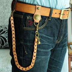 Cool Men's Leather Cross Gold Key Chain Pants Chain Biker Wallet Chain For Men - imessengerbags