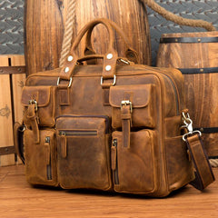 Black Cool Leather Mens Weekender Bag Shoulder Travel Briefcase Duffle Bag Light Brown luggage Bag for Men - imessengerbags