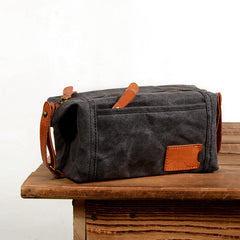 Cool Canvas Leather Mens Large Clutch Bag Handbag Storage Bag Wash Bag For Men - imessengerbags