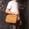 Tan Leather Men's Messenger Bag Side Bag iPad Courier Bags Tan Postman Bag For Men - imessengerbags