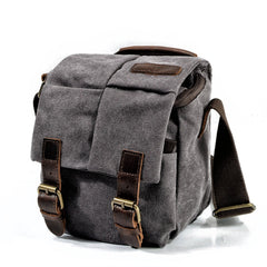 Cool Waxed Canvas Leather Mens Casual Waterproof Small Side Bag SLR Camera Bag Side Bag For Men - imessengerbags