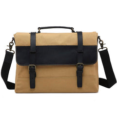 Mens Canvas Leather Briefcase Handbag Work Bag Business Bag for Men - imessengerbags