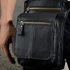 Cool Biker Mens Leather Drop Leg Bag Belt Pouch Waist Bag Side Bag Shoulder Bag for Men - imessengerbags