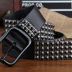 Genuine Leather Punk Rock Biker Trucker Mens Belt Men Black Coffee Belt for Men - imessengerbags