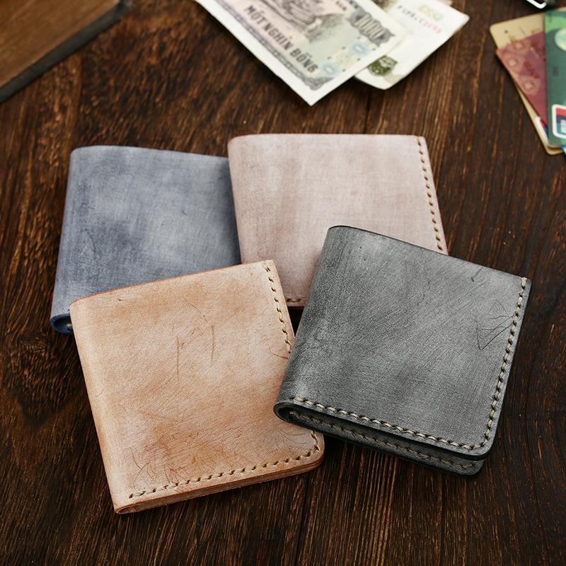 Simple Handmade Mens Brown Slim Long Wallet Blue Bifold Slim Card Wallet Clutch Wallet for Men Black