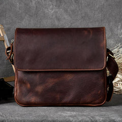 Cool Leather Mens 8‘’ Red Brown Small Side Bag Small Messenger Bag Shoulder Bag For Men - imessengerbags