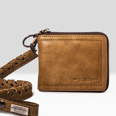 Handmade Leather Mens Chain Biker Wallet Cool Leather Wallet Bifold billfold Wallets - imessengerbags