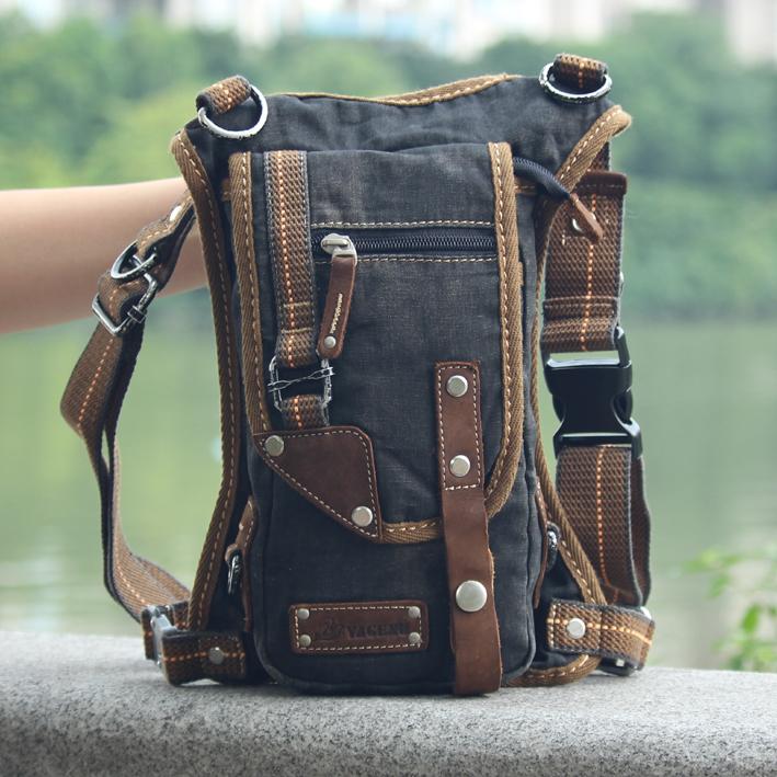 Black Denim Mens Casual Small Belt Bag Fanny Pack Messenger Bag Green Jean Waist Bag DropLeg Bags For Men - imessengerbags