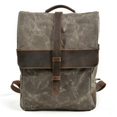 Waxed Canvas Leather Mens Backpack Canvas Travel Backpacks Canvas School Backpack for Men - imessengerbags