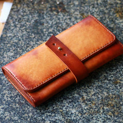 Handmade Leather Mens Long Wallet Vintage Cool Long Wallet for Men - imessengerbags