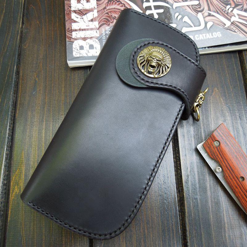 Handmade Leather Biker Wallet Mens Cool Chain Wallet Trucker Wallet wi –  imessengerbags