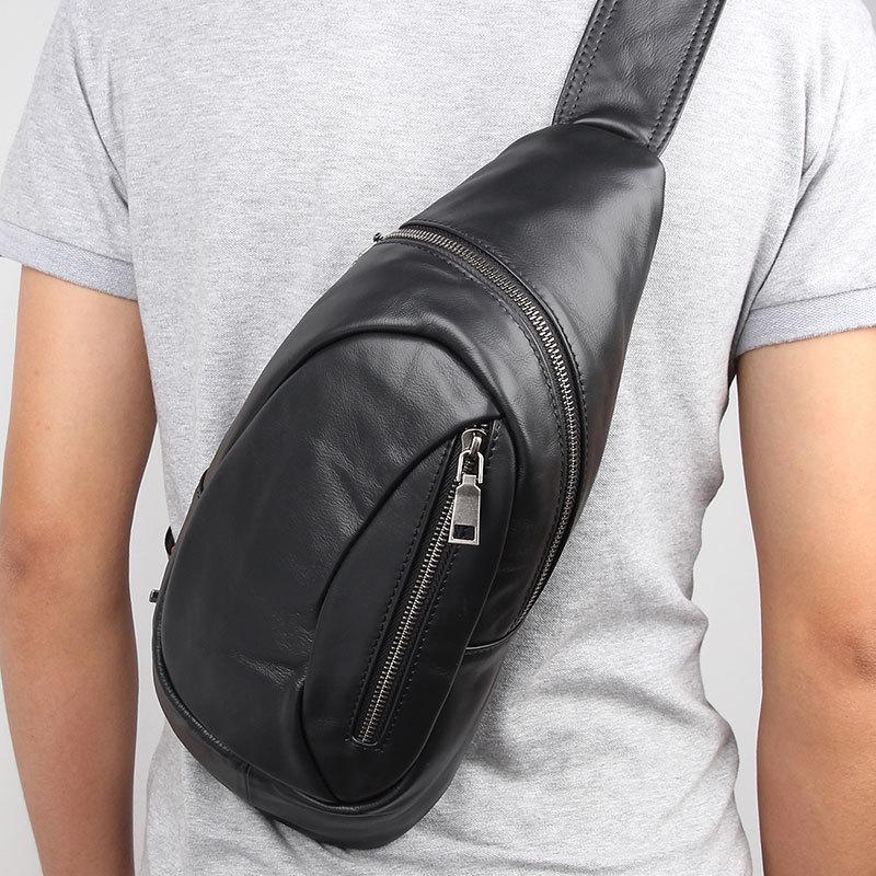 Cool Leather Mens 8 Black Backpack Sling Bag Chest Bag One
