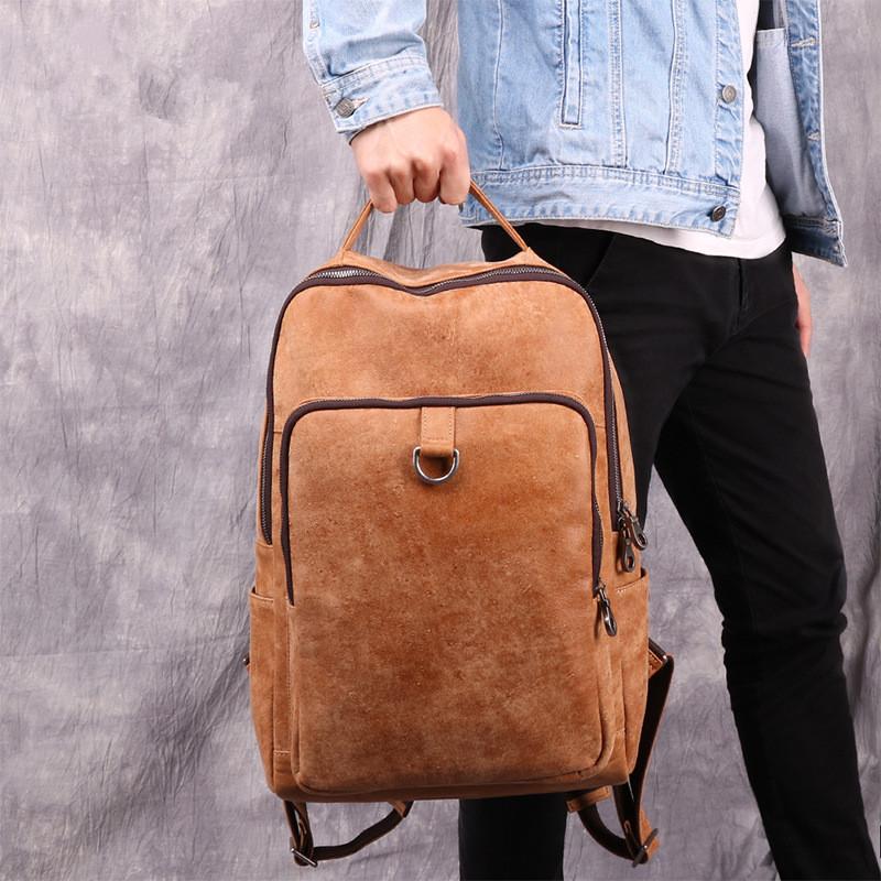 Vintage Brown Leather Men's Backpack School Backpack College Backpack For Men - imessengerbags