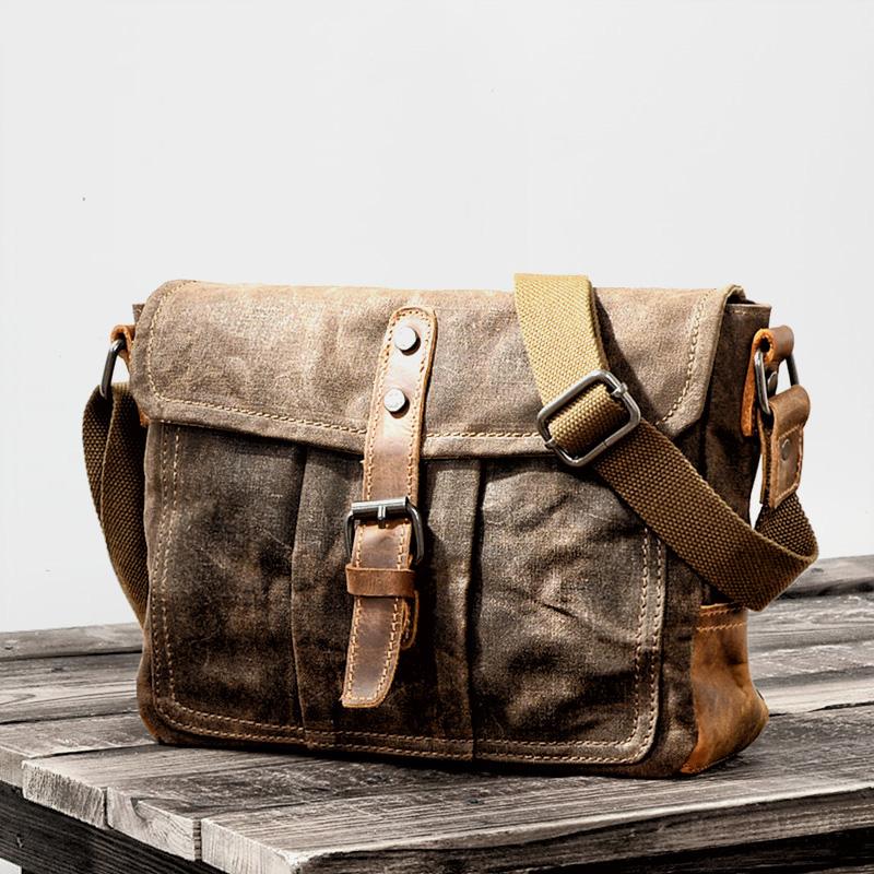 Waxed Canvas Messenger Bags for men Vintage Shoulder Bag for men –  imessengerbags
