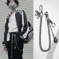 Cool Men's Leather Hanging Pendant Stainless Steel Pants Chain Biker Wallet Chain For Men - imessengerbags