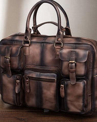 Cool Leather Men Vintage Briefcase 14inch Work Bags Handbag Shoulder Bags For Men - imessengerbags