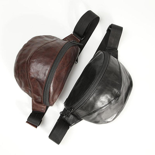 Best Small Leather Fanny Pack Mens Small Waist Bag Hip Pack Leather Belt Bag Bumbag for Men