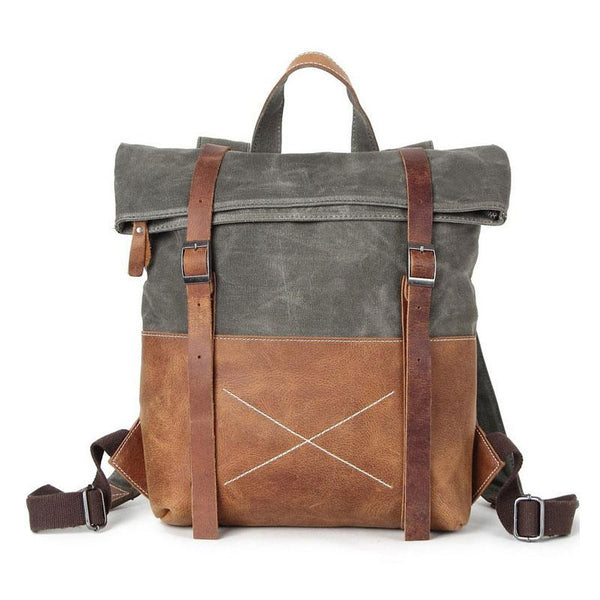 Cool Waxed Canvas Leather Backpack  for Laptop