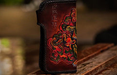 Handmade Leather Chinese Lion Mens Chain Biker Wallet Cool Leather Wallet With Chain Wallets for Men - imessengerbags