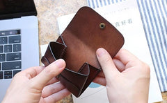 Leather Mens Front Pocket Wallet Small Wallets Card Wallet Change Wallet for Men - imessengerbags