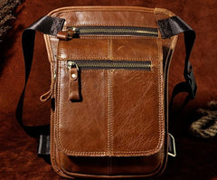 Cool Biker Mens Leather Drop Leg Bag Belt Pouch Waist Bag Side Bag Shoulder Bag for Men - imessengerbags