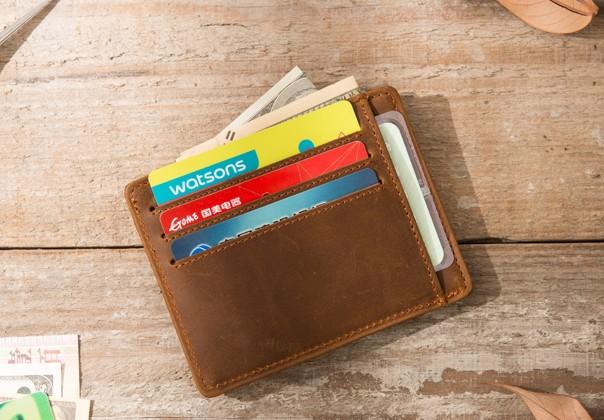 Leather Mens Slim Front Pocket Wallet Card Wallet Black Card Wallet fo –  iwalletsmen