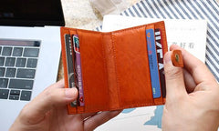Leather Mens Front Pocket Wallet Card Wallet Small Slim Wallet Change Wallet for Men - imessengerbags