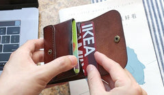 Leather Mens Front Pocket Wallet Small Wallets Card Wallet Change Wallet for Men - imessengerbags