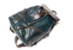 Cool Green Mens Leather Backpack Travel Backpacks Laptop Backpacks for men - imessengerbags