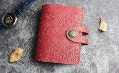 Handmade Leather Floral Mens Cool Short Wallet Card Holder Small Card Slim Wallets for Men - imessengerbags