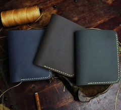 Handmade Leather Mens Cool Slim Leather Wallet Men billfold Wallets Bifold for Men - imessengerbags