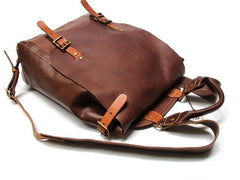 Dark Brown Leather Mens Backpack Travel Backpacks Laptop Backpack for men - imessengerbags